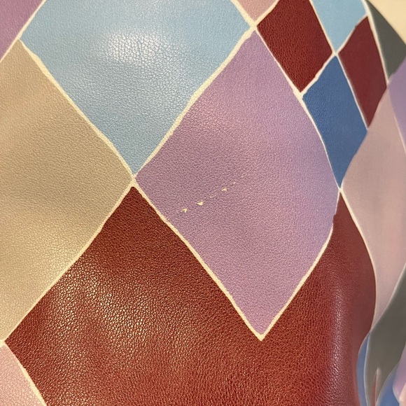 Eloquii Multicolor Diamond Pattern A-Line faux leather Skirt - Picture 6 of 8